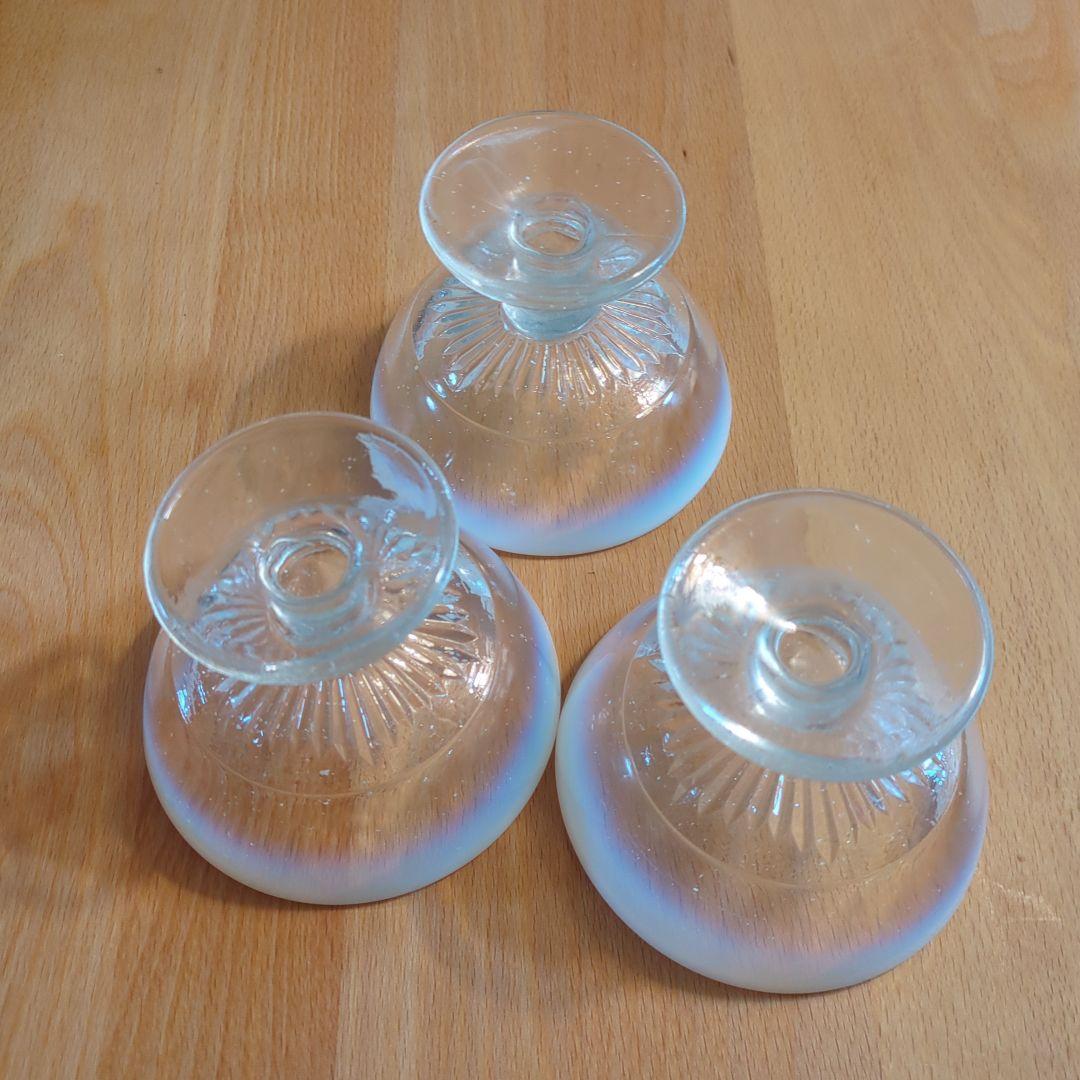 大正氷皿　ガラス製デザートカップ乳白色　 3個骨董
